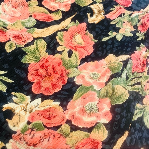 Vtg 90s L Maxi Broomstick Skirt Boho Gypsy Floral Drawstring Beads Flowy - Picture 3 of 4